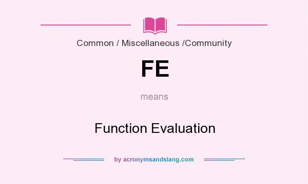 What does FE mean? It stands for Function Evaluation