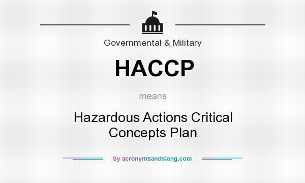 What does HACCP mean? It stands for Hazardous Actions Critical Concepts Plan