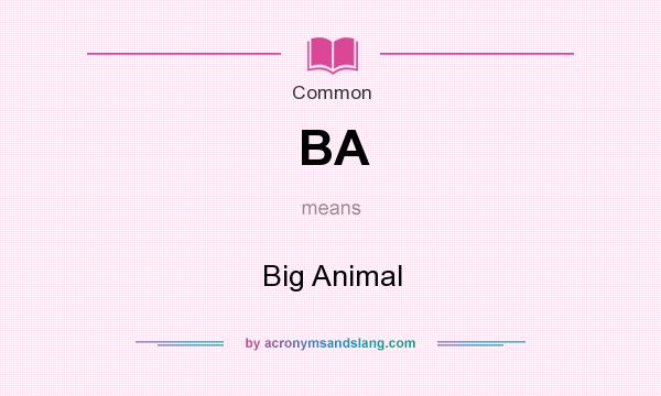 What does BA mean? It stands for Big Animal