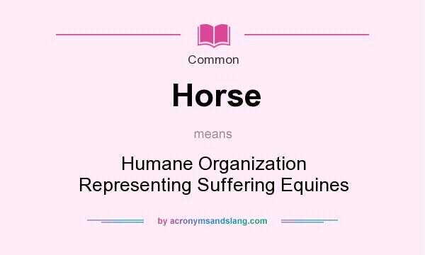 What does Horse mean? It stands for Humane Organization Representing Suffering Equines