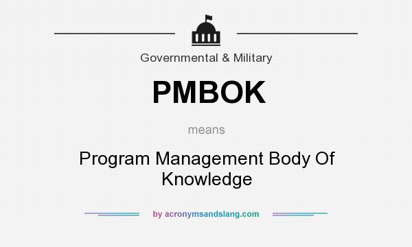What does PMBOK mean? It stands for Program Management Body Of Knowledge