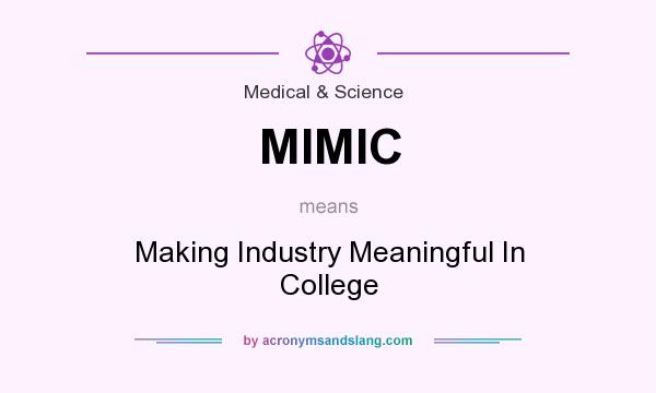 What does MIMIC mean? It stands for Making Industry Meaningful In College