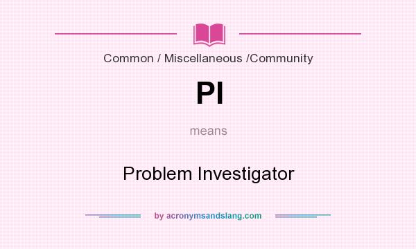 What does PI mean? It stands for Problem Investigator