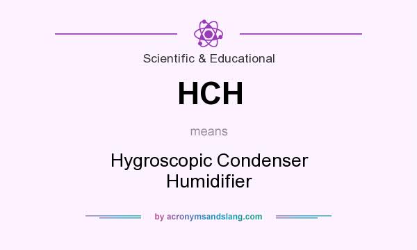 What does HCH mean? It stands for Hygroscopic Condenser Humidifier
