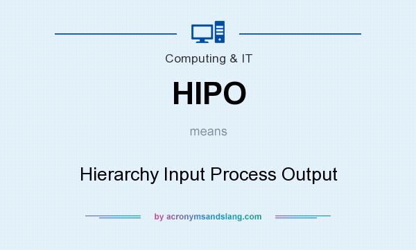 What does HIPO mean? It stands for Hierarchy Input Process Output