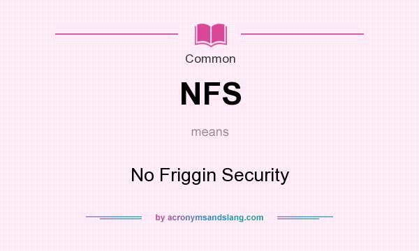 What does NFS mean? It stands for No Friggin Security