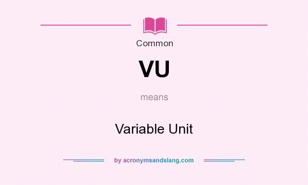What does VU mean? It stands for Variable Unit