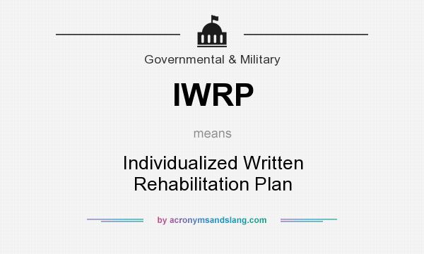 What does IWRP mean? It stands for Individualized Written Rehabilitation Plan