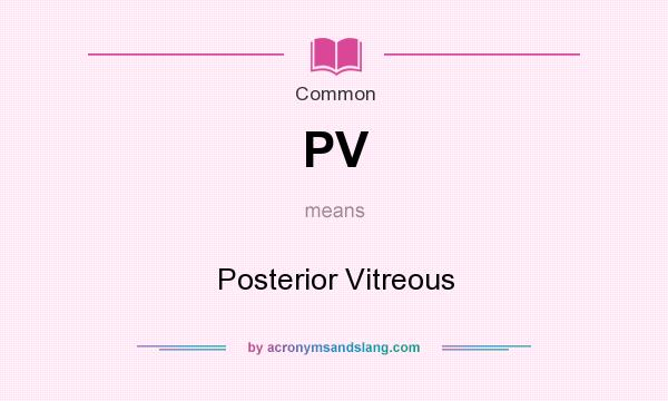 What does PV mean? It stands for Posterior Vitreous