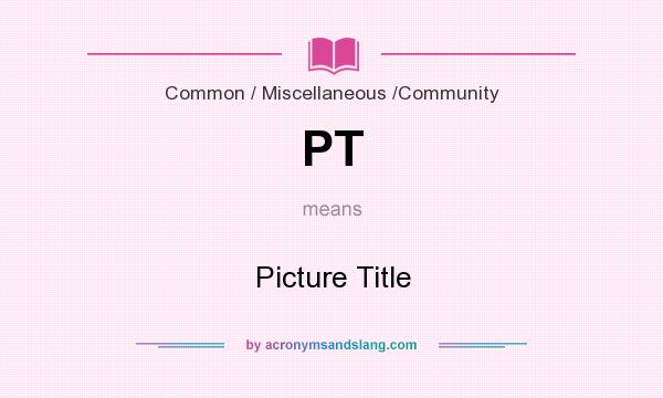 What does PT mean? It stands for Picture Title