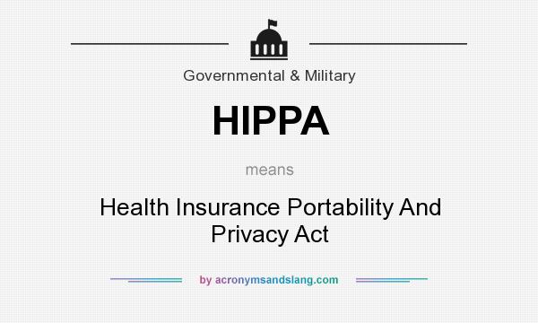 What does HIPPA mean? It stands for Health Insurance Portability And Privacy Act