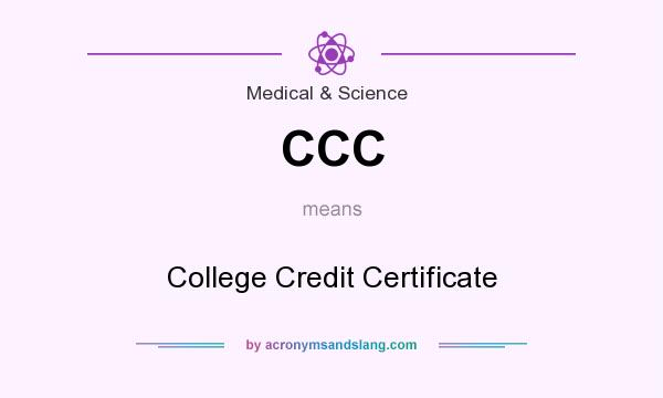 What does CCC mean? It stands for College Credit Certificate