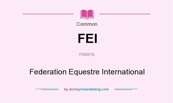 What does FEI mean? It stands for Federation Equestre International