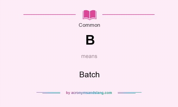 What does B mean? It stands for Batch