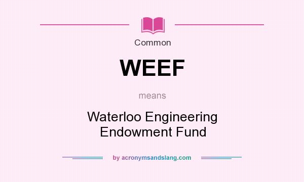 What does WEEF mean? It stands for Waterloo Engineering Endowment Fund
