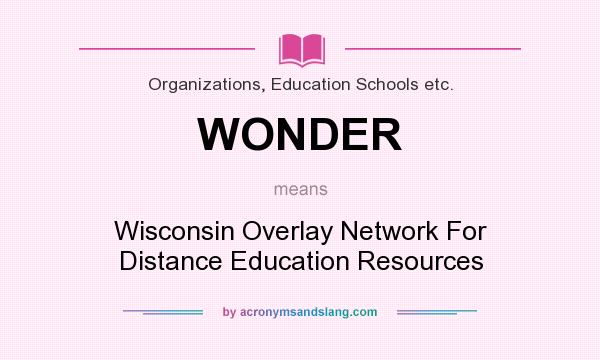 What does WONDER mean? It stands for Wisconsin Overlay Network For Distance Education Resources