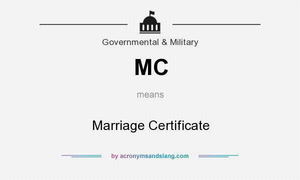 What does MC mean? It stands for Marriage Certificate