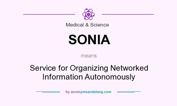 What does SONIA mean? It stands for Service for Organizing Networked Information Autonomously