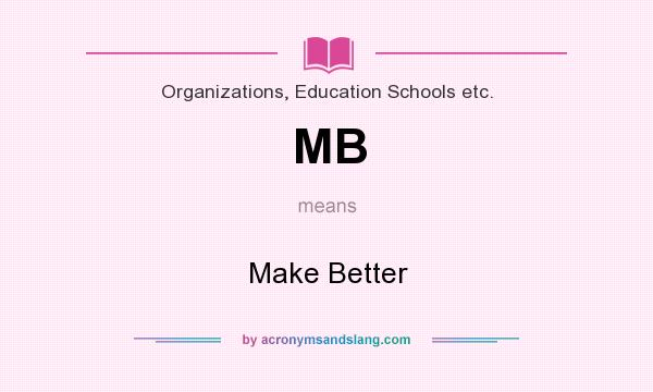 What does MB mean? It stands for Make Better
