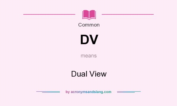 What does DV mean? It stands for Dual View