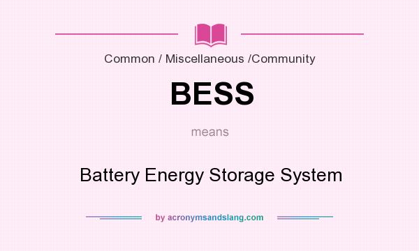 What does BESS mean? It stands for Battery Energy Storage System
