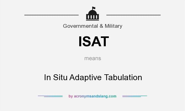 What does ISAT mean? It stands for In Situ Adaptive Tabulation