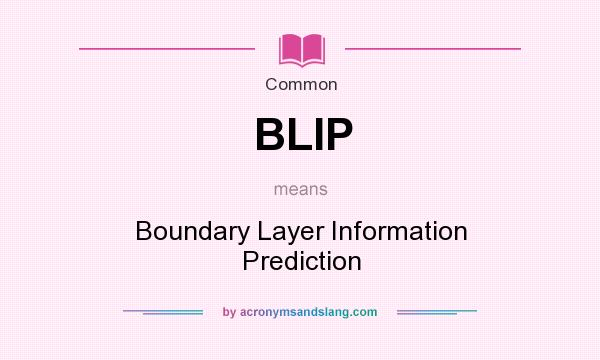 What does BLIP mean? It stands for Boundary Layer Information Prediction
