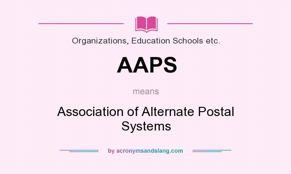 What does AAPS mean? It stands for Association of Alternate Postal Systems