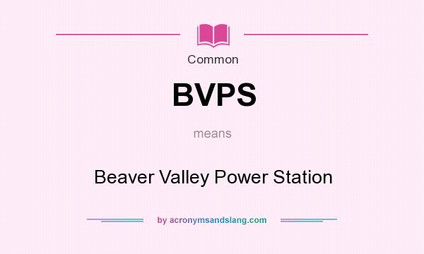 What does BVPS mean? It stands for Beaver Valley Power Station