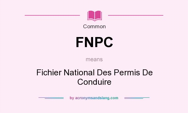 What does FNPC mean? It stands for Fichier National Des Permis De Conduire