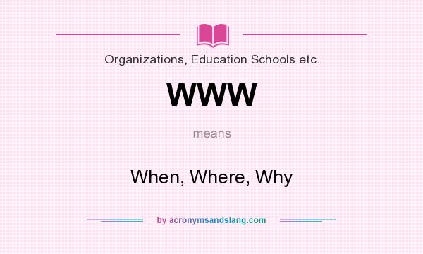 What does WWW mean? It stands for When, Where, Why