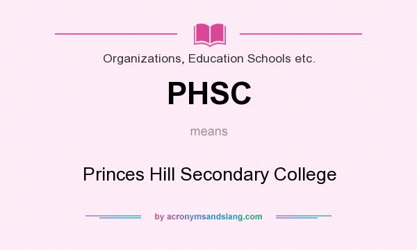 What does PHSC mean? It stands for Princes Hill Secondary College