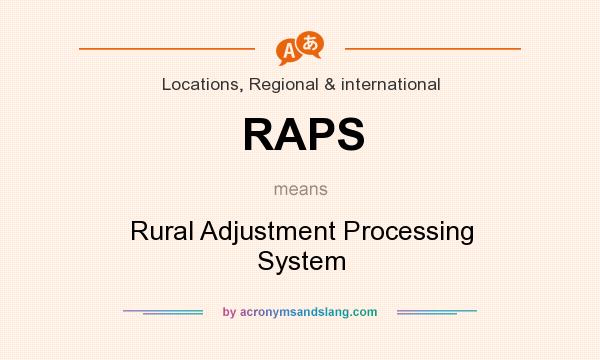 What does RAPS mean? It stands for Rural Adjustment Processing System