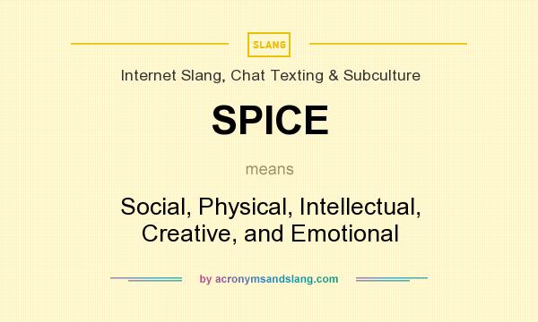 What does SPICE mean? It stands for Social, Physical, Intellectual, Creative, and Emotional