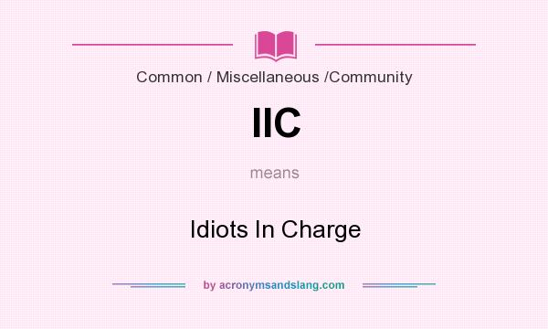 What does IIC mean? It stands for Idiots In Charge
