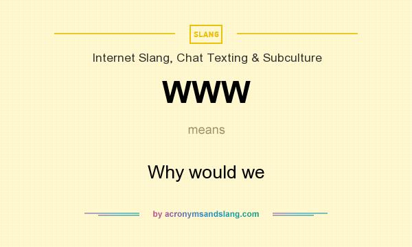 What does WWW mean? It stands for Why would we