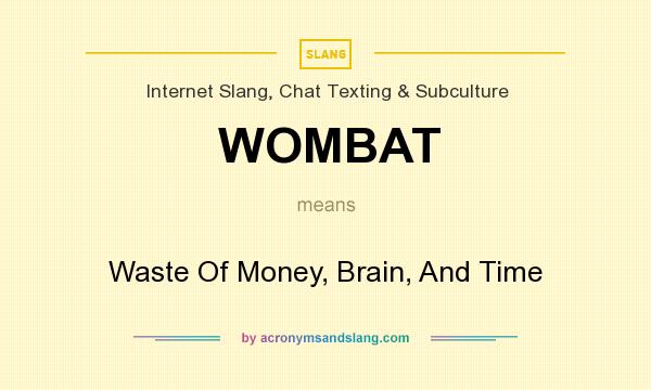 What does WOMBAT mean? It stands for Waste Of Money, Brain, And Time