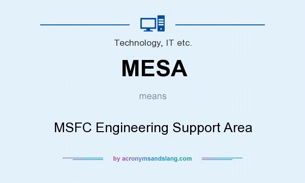 What does MESA mean? It stands for MSFC Engineering Support Area