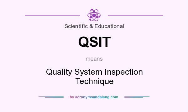 What does QSIT mean? It stands for Quality System Inspection Technique