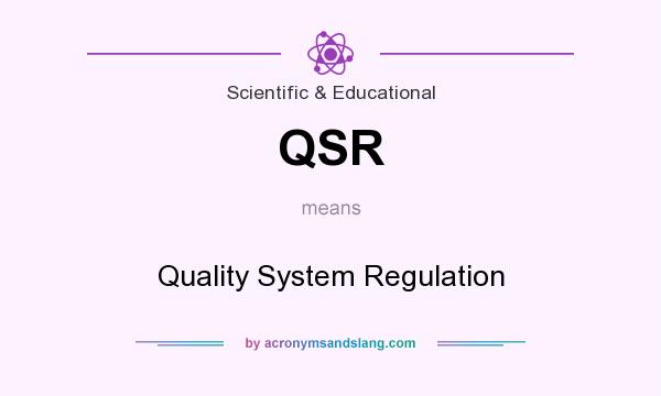 What does QSR mean? It stands for Quality System Regulation
