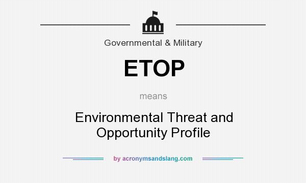 What does ETOP mean? It stands for Environmental Threat and Opportunity Profile