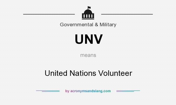 What does UNV mean? It stands for United Nations Volunteer