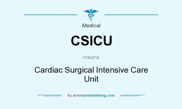 What does CSICU mean? It stands for Cardiac Surgical Intensive Care Unit