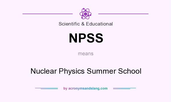 What does NPSS mean? It stands for Nuclear Physics Summer School