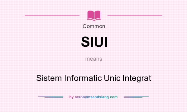 What does SIUI mean? It stands for Sistem Informatic Unic Integrat