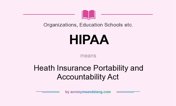 What does HIPAA mean? It stands for Heath Insurance Portability and Accountability Act