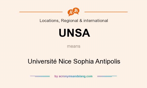 What does UNSA mean? It stands for Université Nice Sophia Antipolis