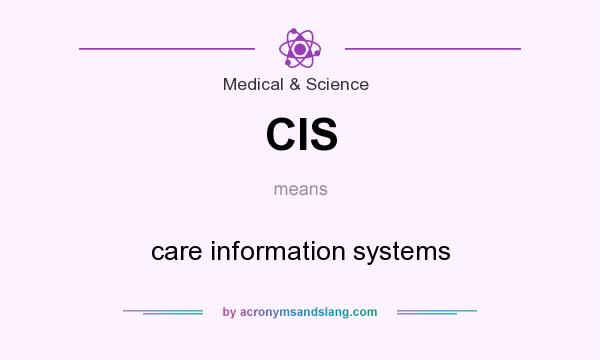 What does CIS mean? It stands for care information systems