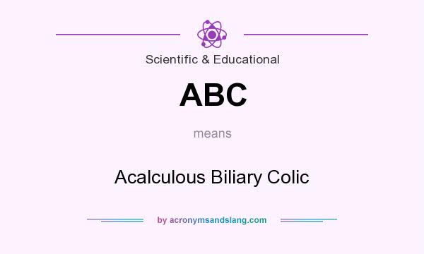 What does ABC mean? It stands for Acalculous Biliary Colic