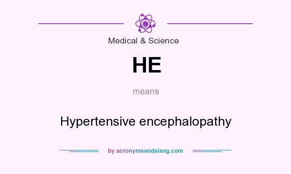 What does HE mean? It stands for Hypertensive encephalopathy